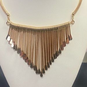 Dangling Spikes Gold Bib Necklace